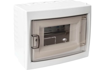 Щит распределительный навесной КНО-6Д с 0 шиной 6М пластиковый белый прозрачная дверь